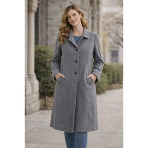 70's VTG Pendleton Virgin Wool Longline Coat‎ 6 Gray Outerwear Travel Classic